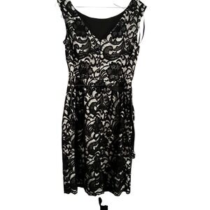 Eliza J Royal Collection Black Lace Embellished Belt Dress Womens Size 6